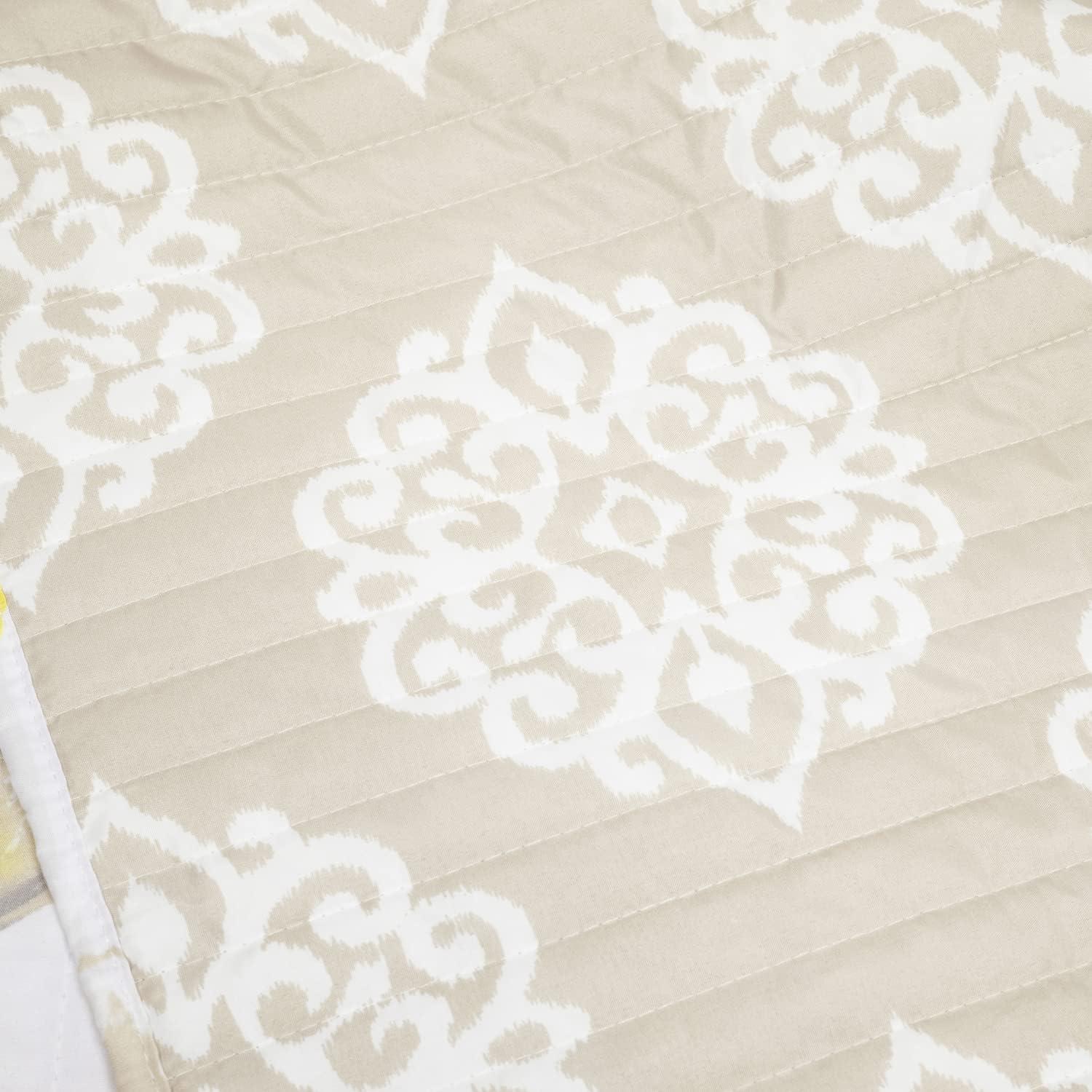 8pc Queen Leah Soft Reversible Oversized Quilt Set Yellow/Gray - Lush Décor