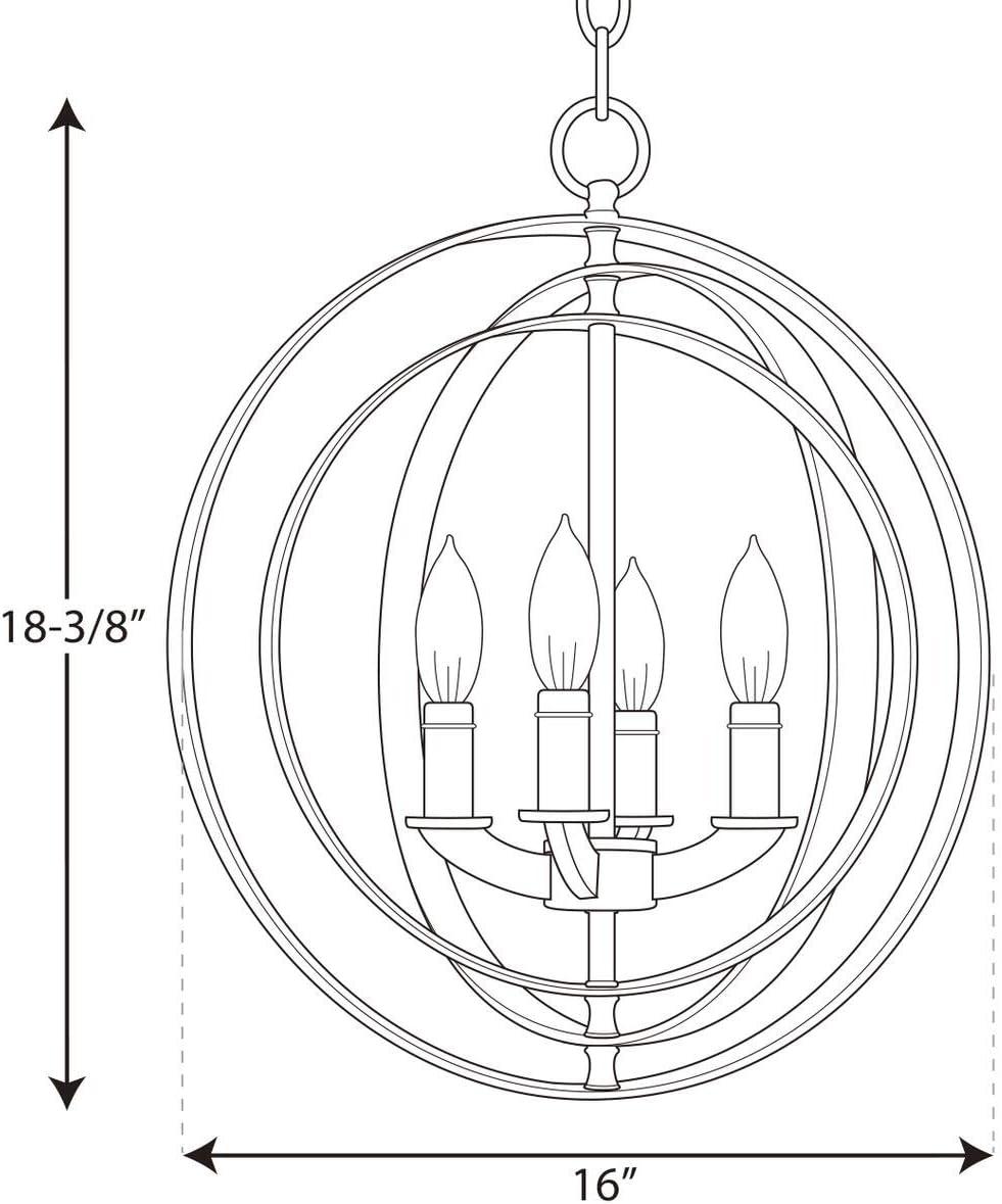 Progress Lighting Equinox 4-Light Foyer Pendant, Steel, Antique Bronze, No Shade