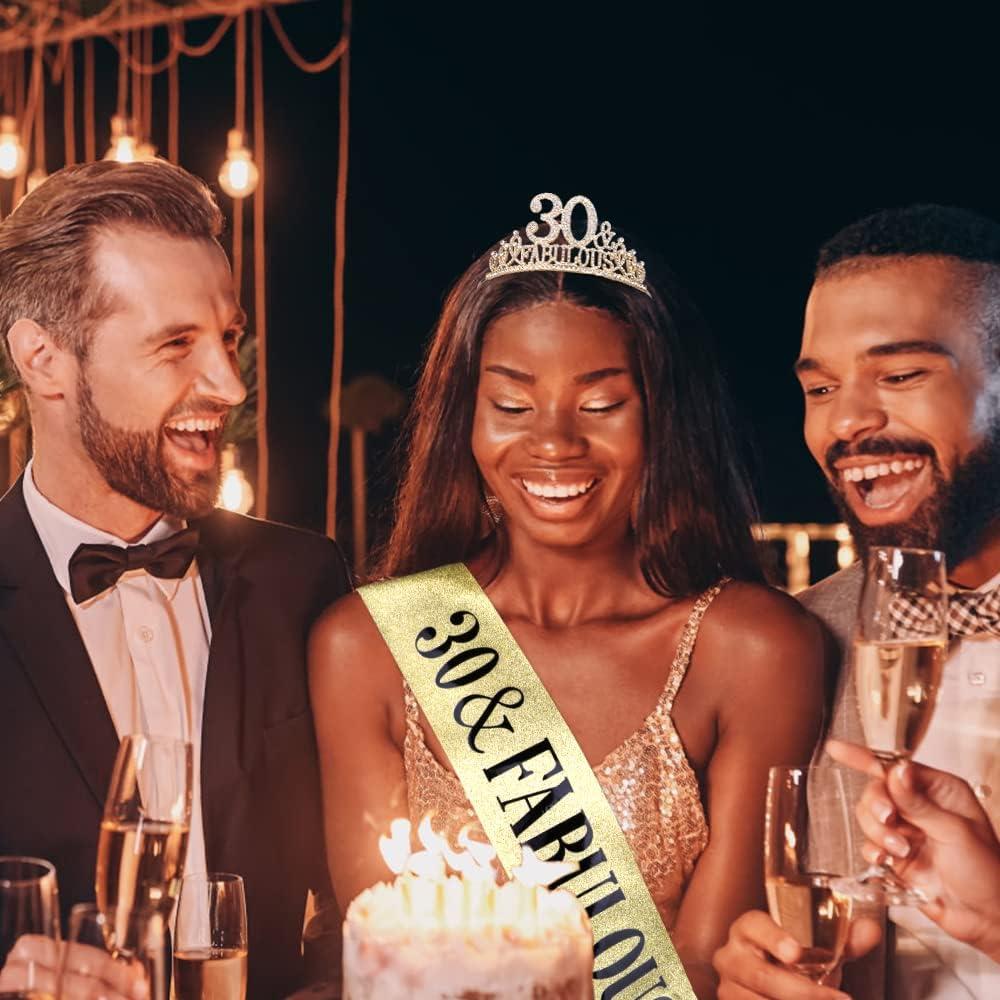 30th Birthday Decorations: Sash, Crown, Tiara for Women - Fabulous 30th Birthday Gifts
