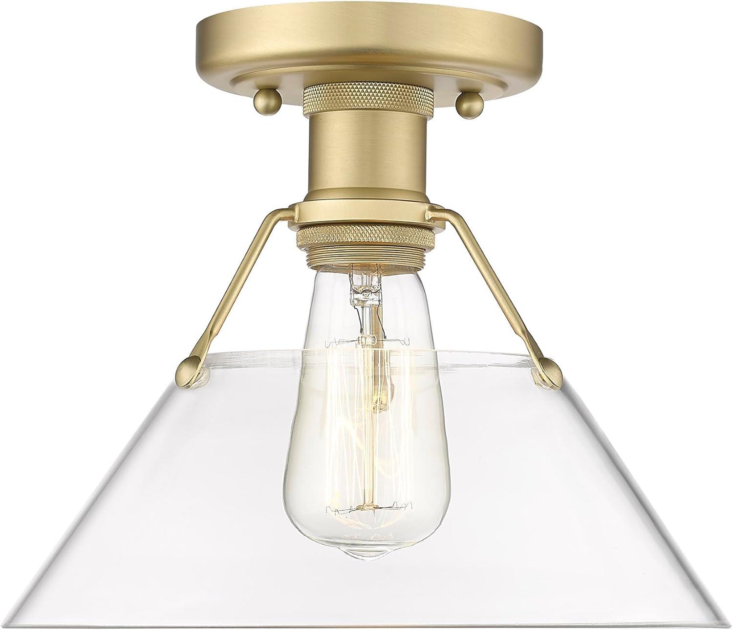 Golden Lighting Orwell 1-Light Flush Mount in Brushed Champagne Bronze with Clear Glass
