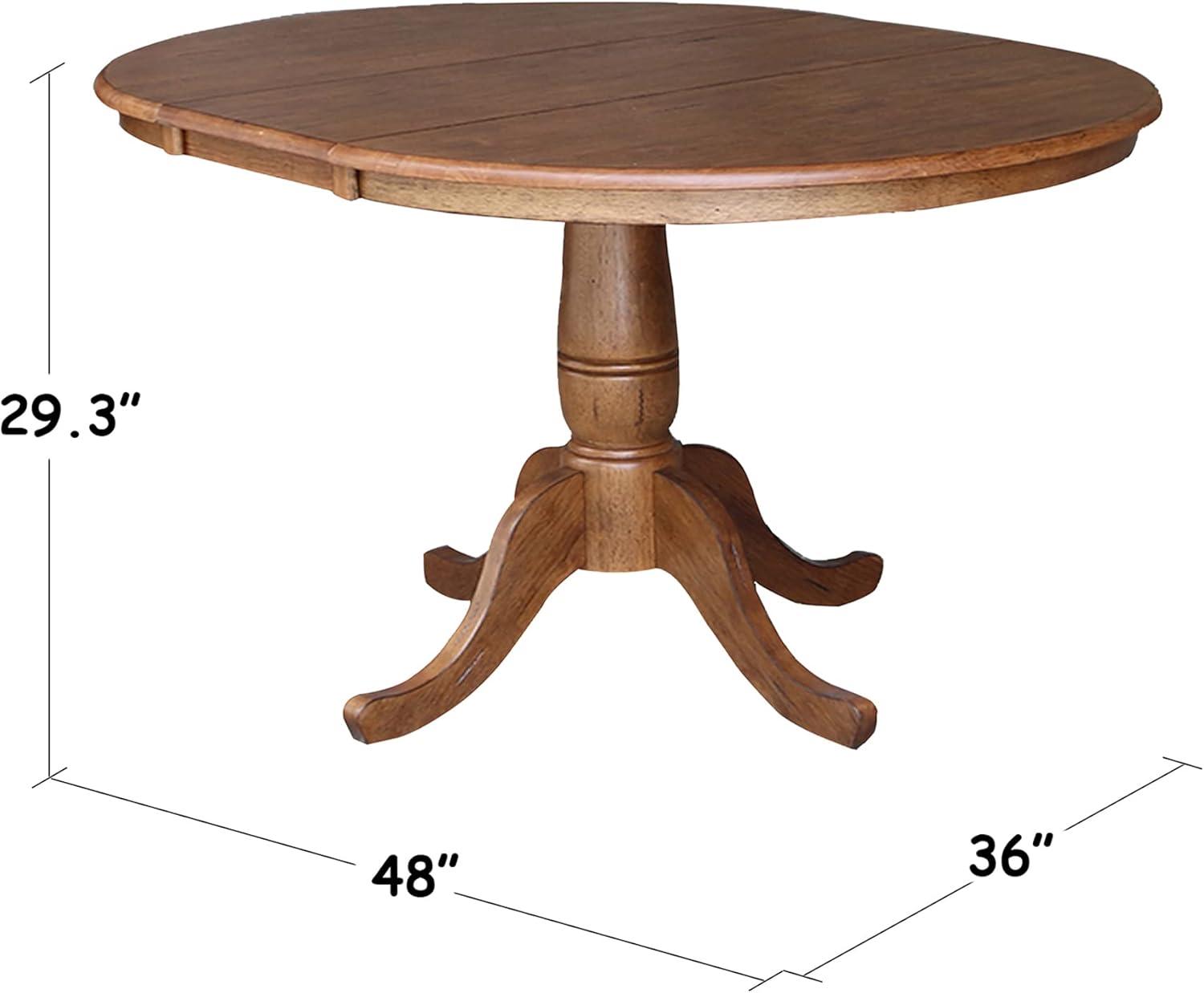 Elegant Round Oak Extendable Dining Table with Drop Leaf