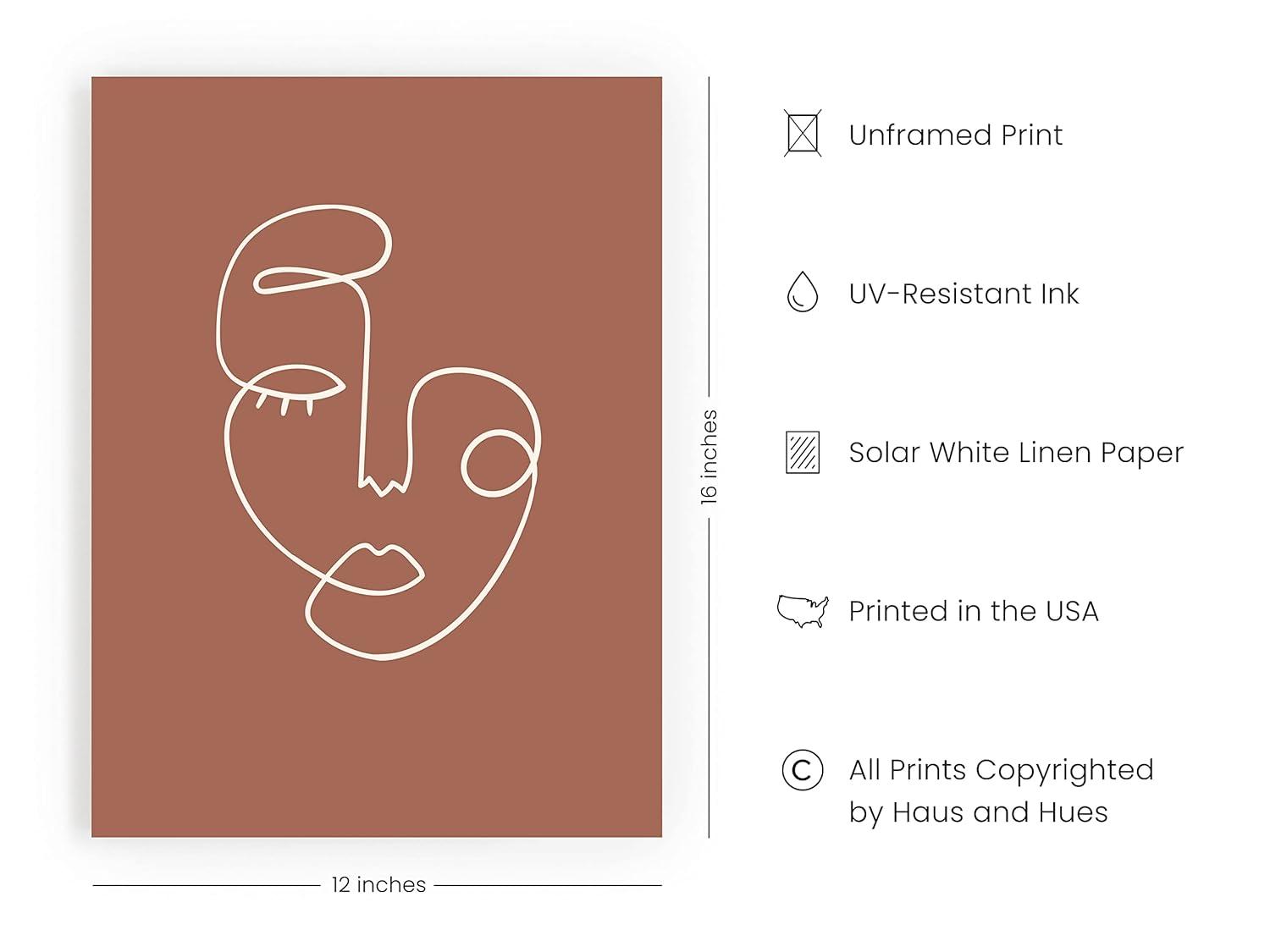 HAUS AND HUES Woman Drawing Line Art Wall Decor - Female Figure Wall Art | Silhouette Drawings Artwork Line Drawing Wall Art Minimalist Wall Decor | 12"x16" UNFRAMED