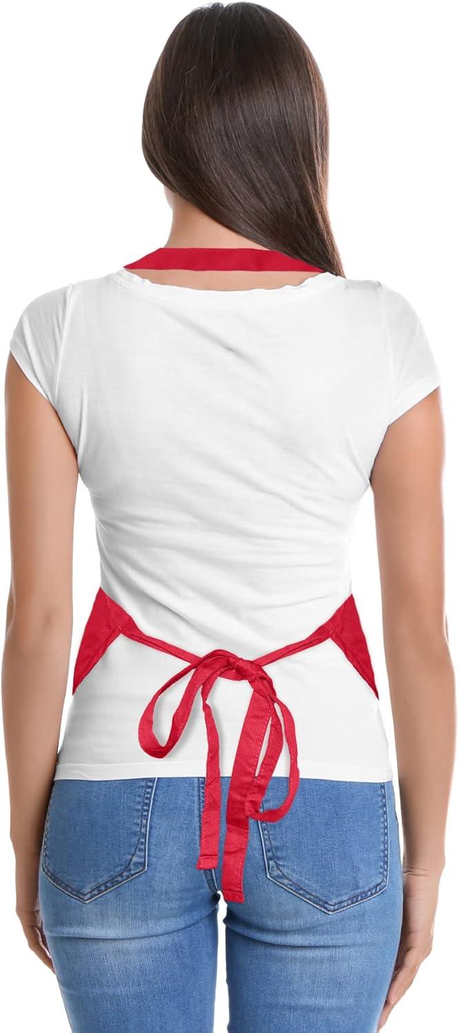 Dalix Waist Aprons Commercial Restaurant Home Bib Spun Poly Cotton Kitchen (3 Pockets) in Royal Blue