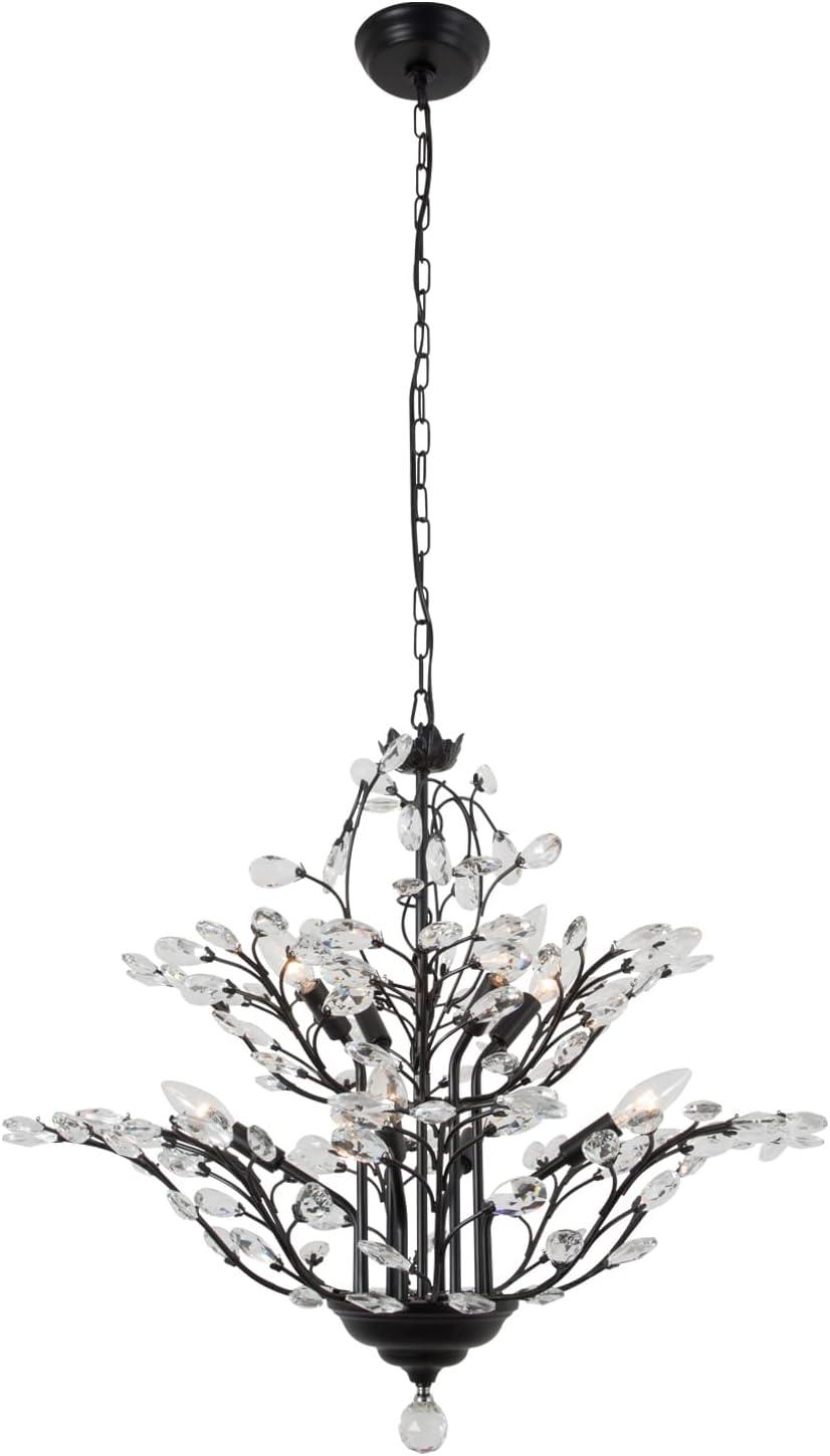 Chicago 8-Light Black Metal Chandelier with Crystal Accents