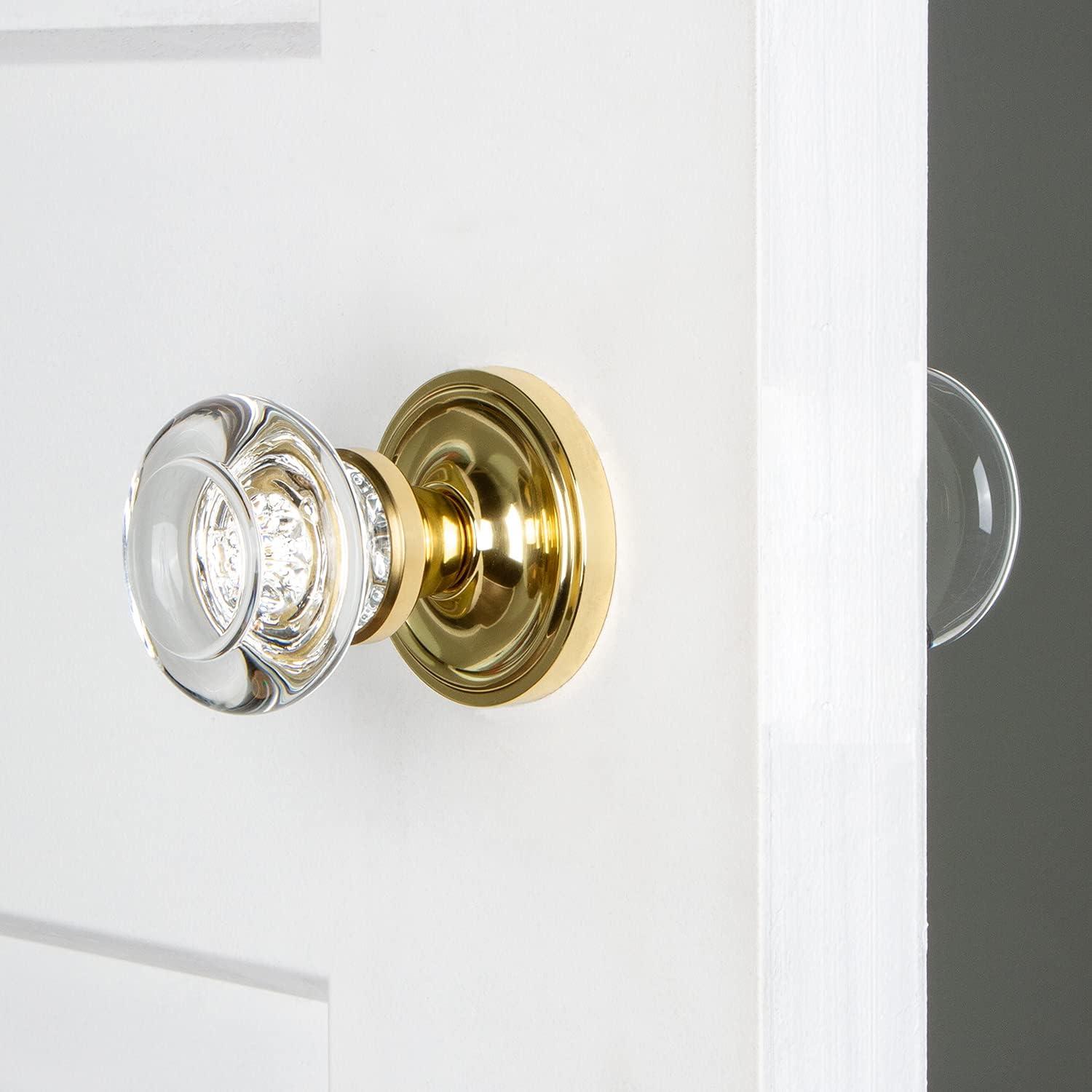 Classic Rosette with Round Clear Crystal Door Knob