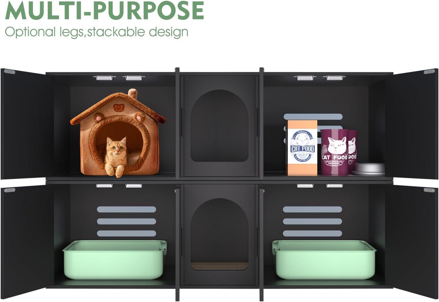 Tucker Murphy Pet™ Litter Box Enclosure for 2 Cats, Cat Litter Box Enclosure Furniture with Double Room