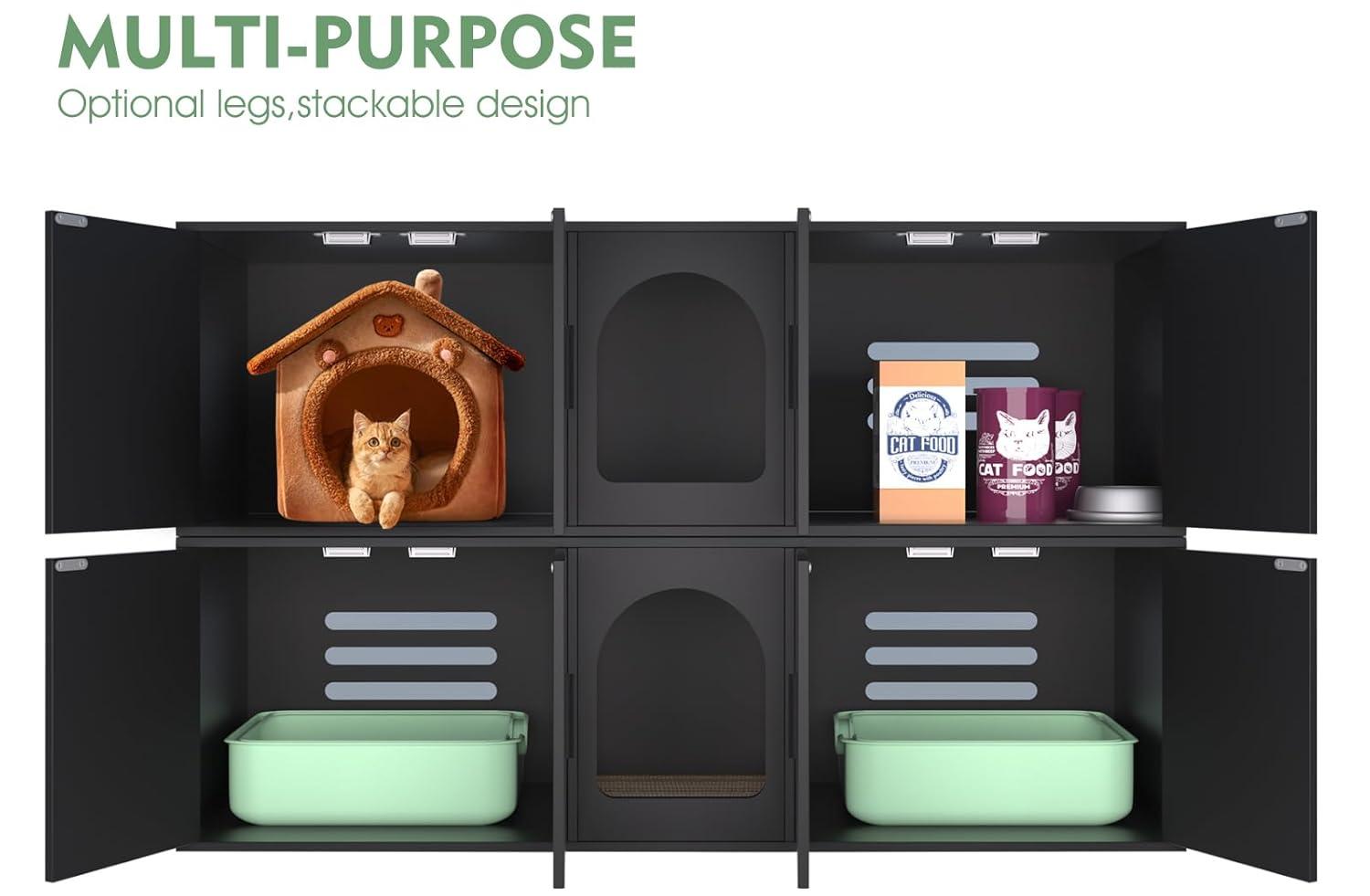 Tucker Murphy Pet™ Litter Box Enclosure for 2 Cats, Cat Litter Box Enclosure Furniture with Double Room