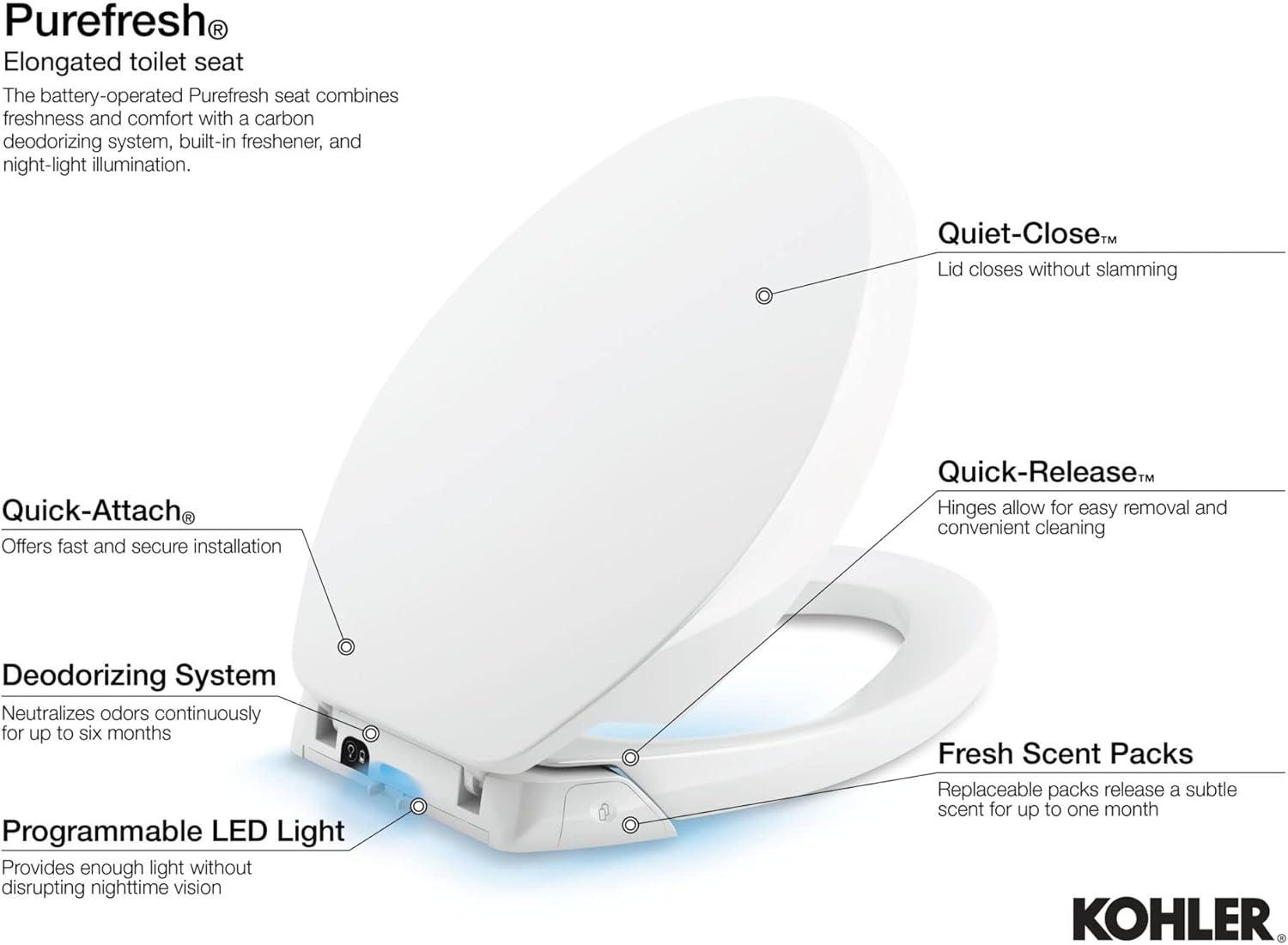 Purefresh™ Deodorizing Elongated Toilet Seat with LED Nightlight