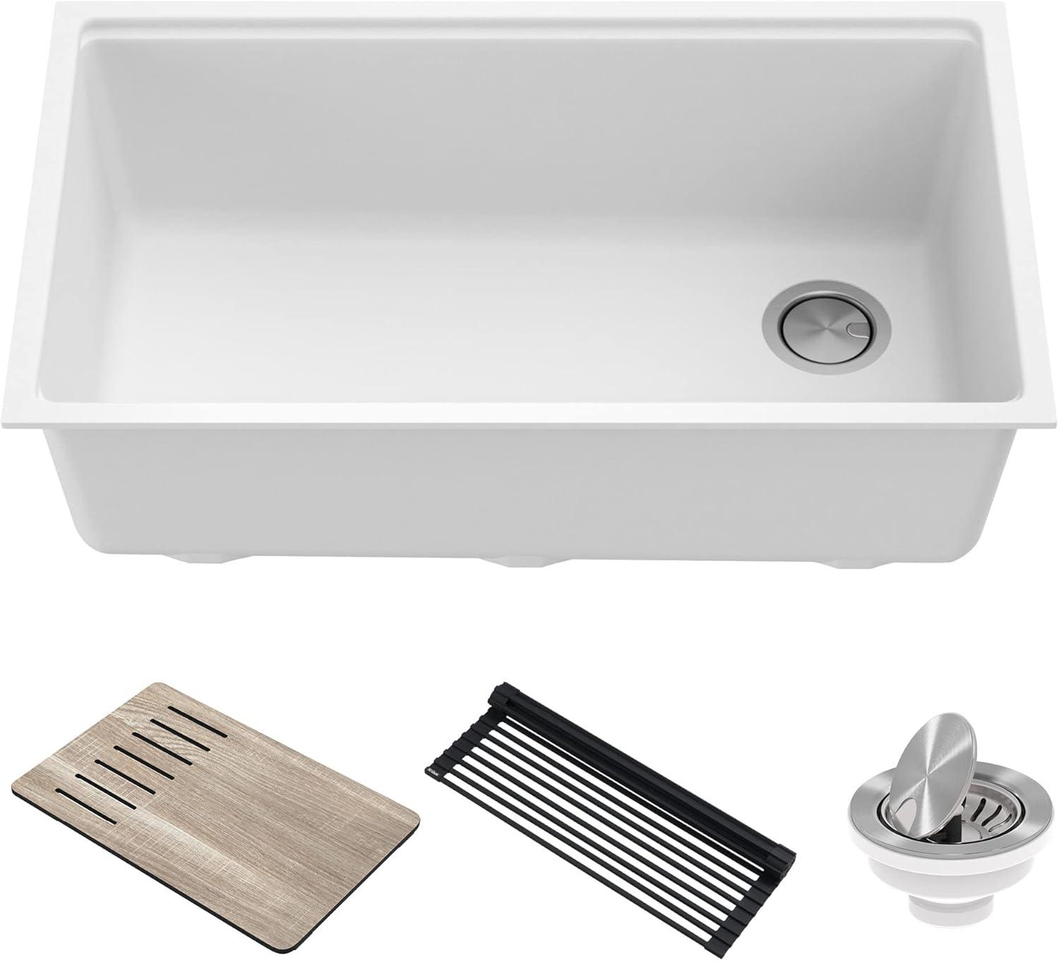 Kraus Bellucci 32 in. Undermount Quartz Composite Single Bowl Kitchen Sink with Accessories