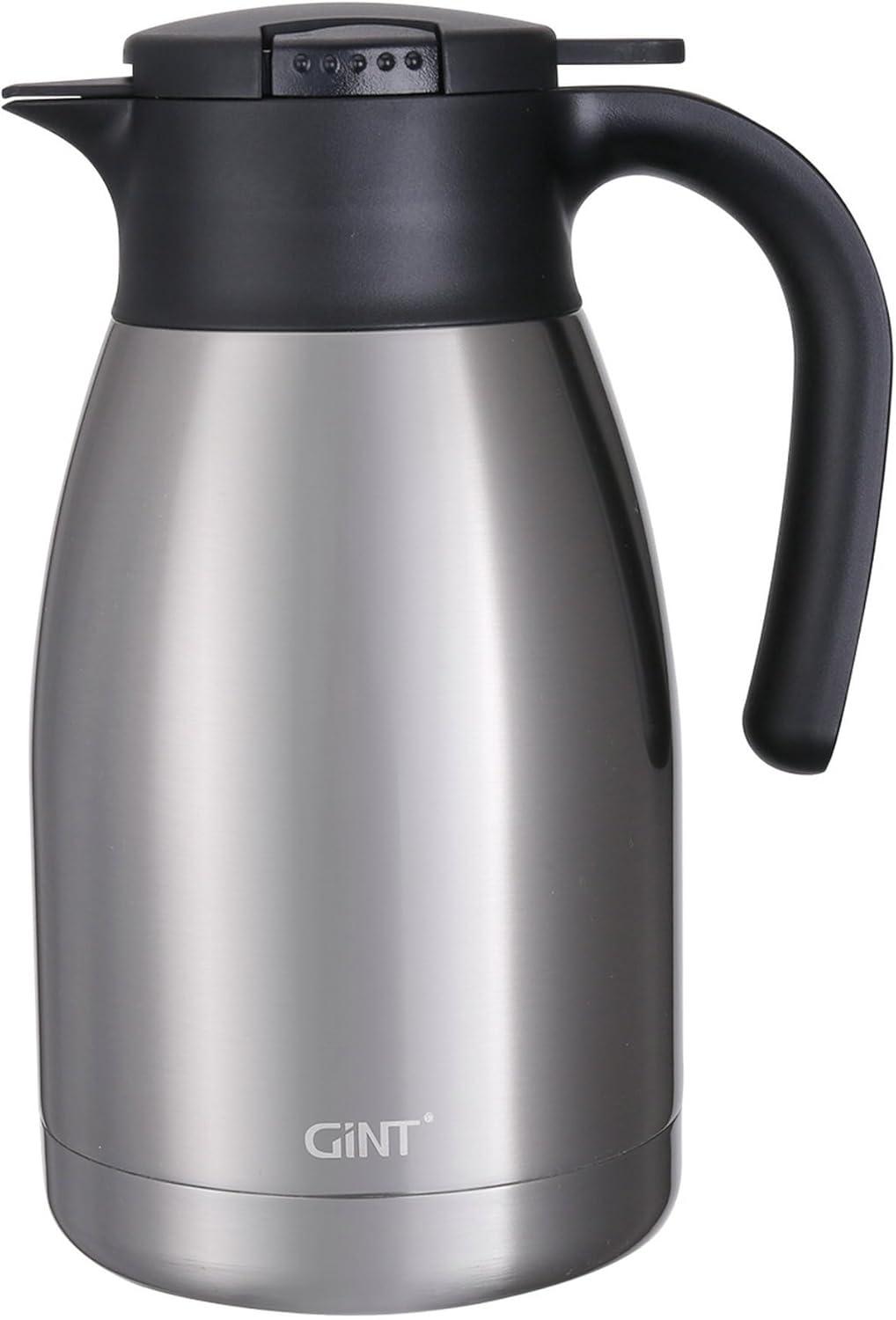 GiNT 51Oz Stainless Steel Thermal Coffee Carafe with Lid/Double Walled Vacuum Thermal Carafe / 12 Hour Heat Retention (Silver, 1.5L)