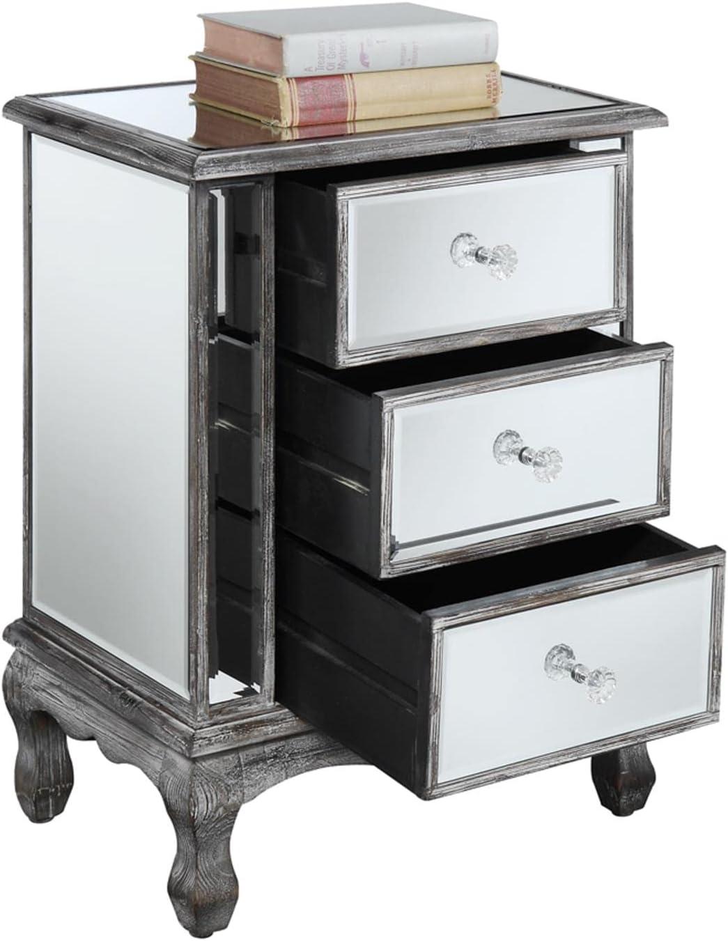 Convenience Concepts Gold Coast Vineyard 3-Drawer Mirrored End Table