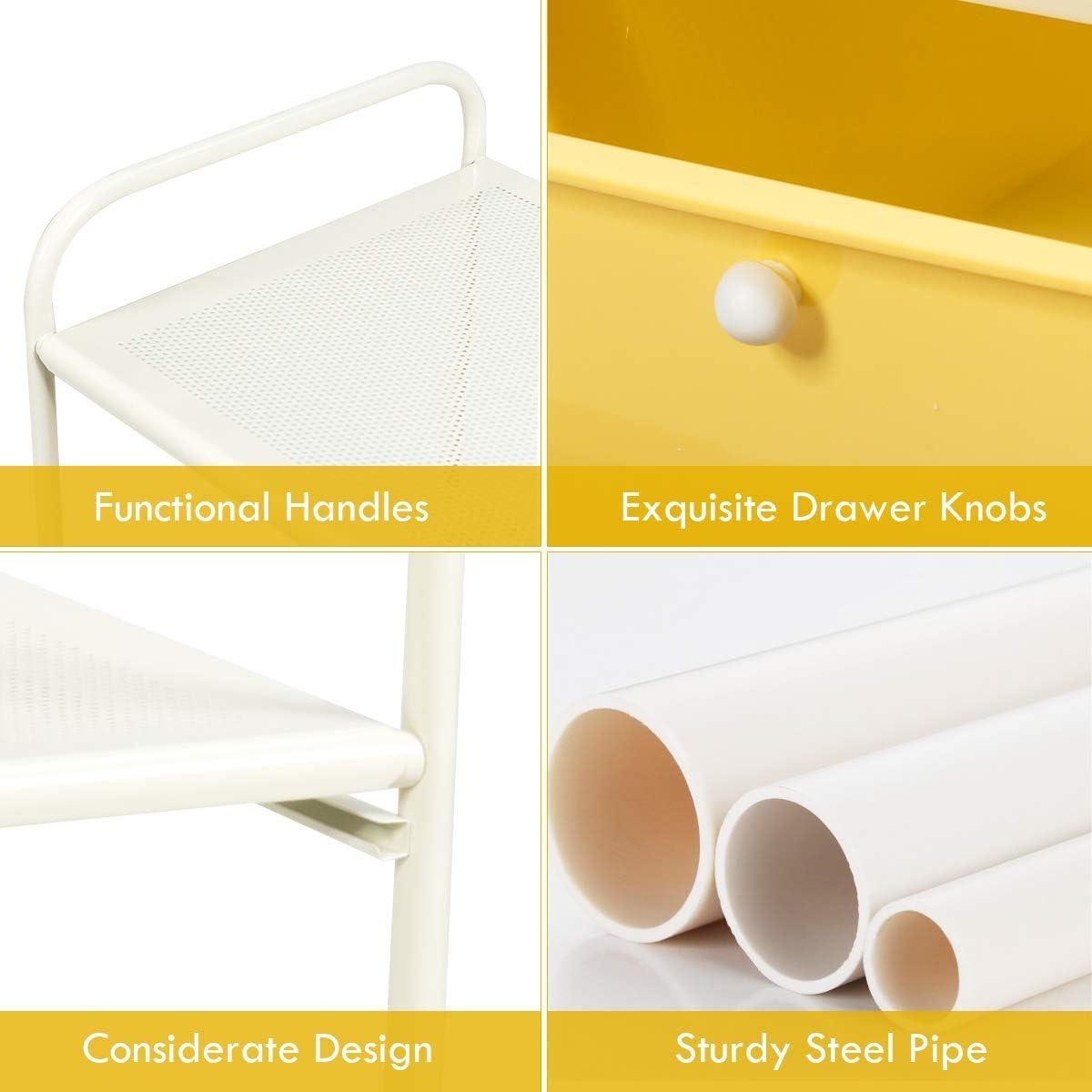 Kadyn Filing Storage Organizer,File Storage Organizer,File Cabinet,4 Drawers Shelves Rolling Storage Cart Rack-Yellow