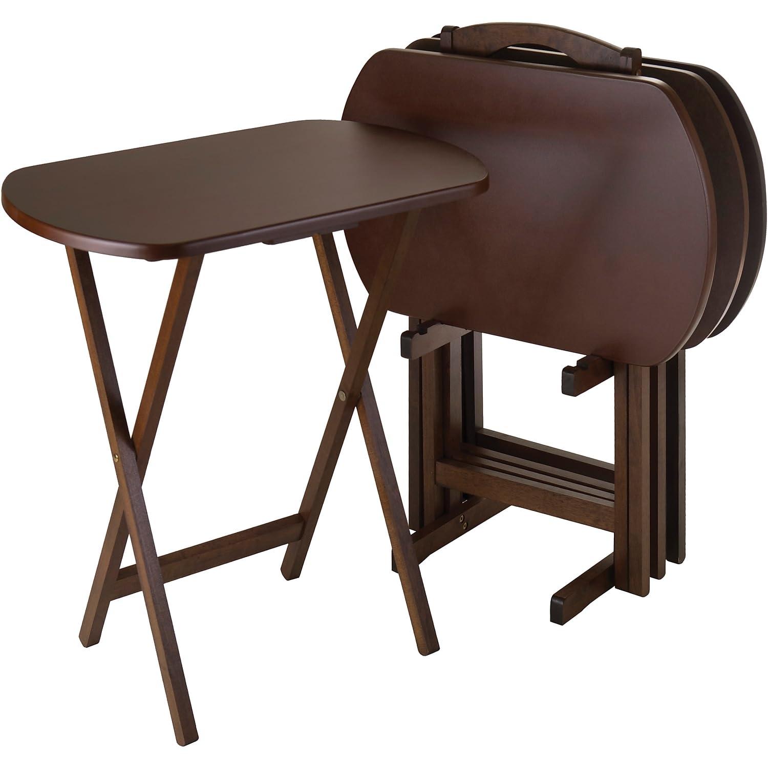 Winsome Corbett 5-Piece Oversize Snack Table Set, Walnut Finish