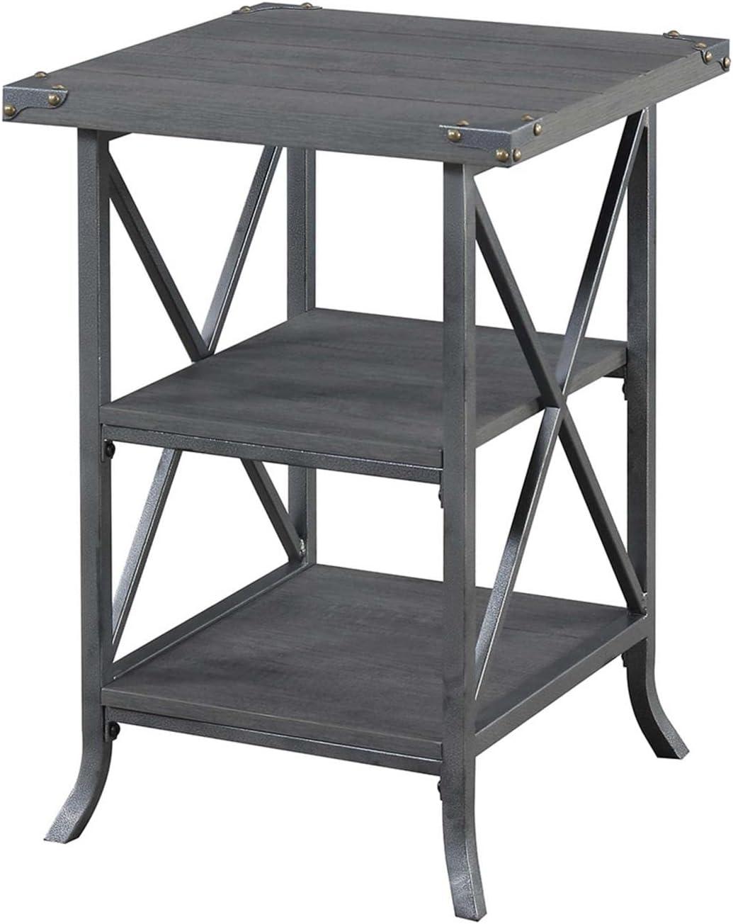 Convenience Concepts Brookline End Table, Charcoal Gray/Slate Gray Frame