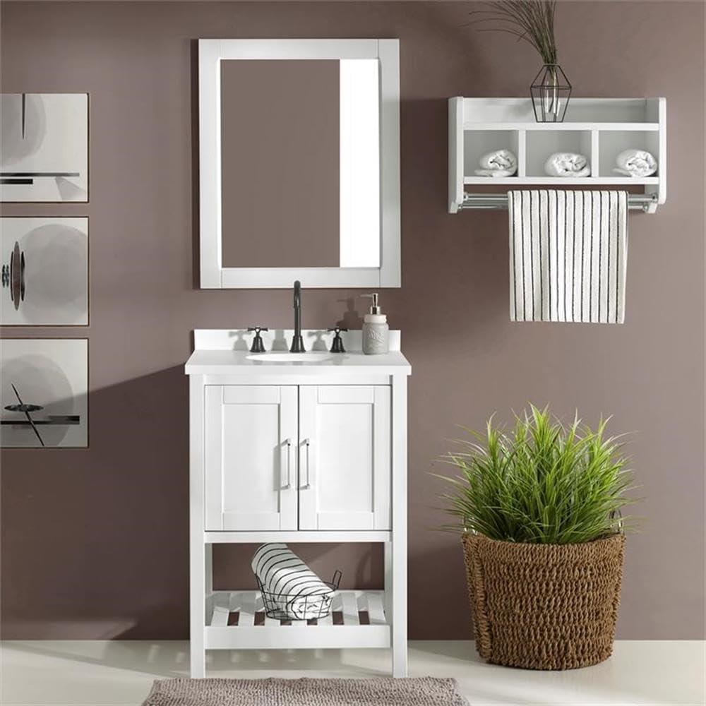 Bennet 24"W Modern Shaker Soft Close Doors Vanity Cabinet With Drawers And Open Storage Shelf