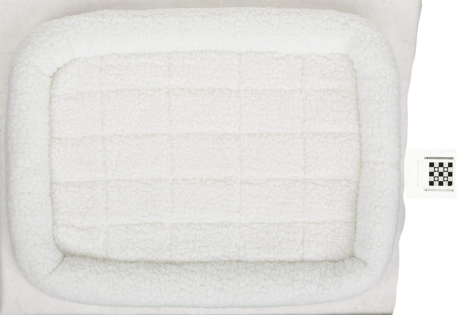 Large White Fleece Bolster Dog Bed with Padded Edges