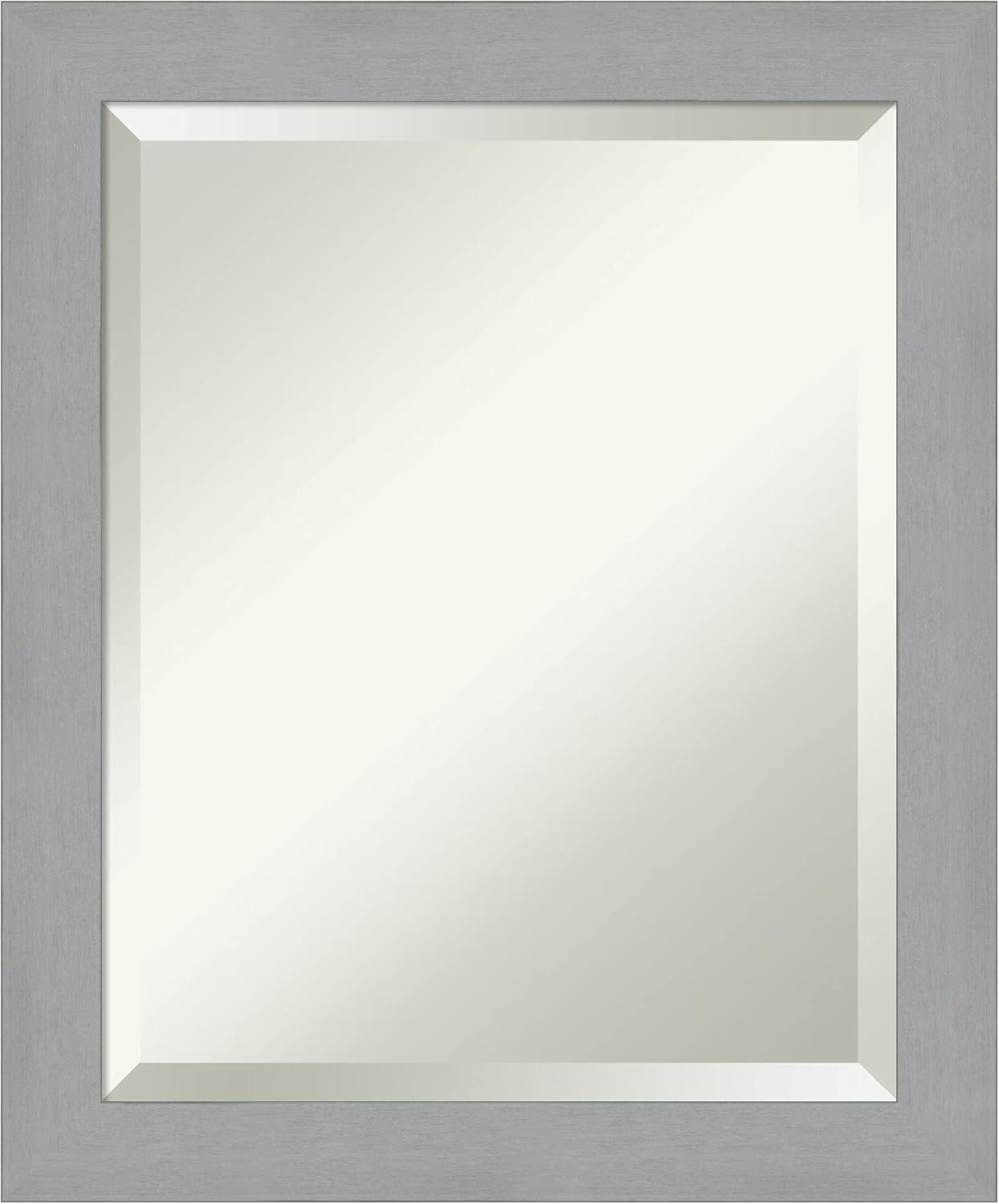 Elegant Brushed Nickel 26"x30" Rectangular Bathroom Vanity Mirror