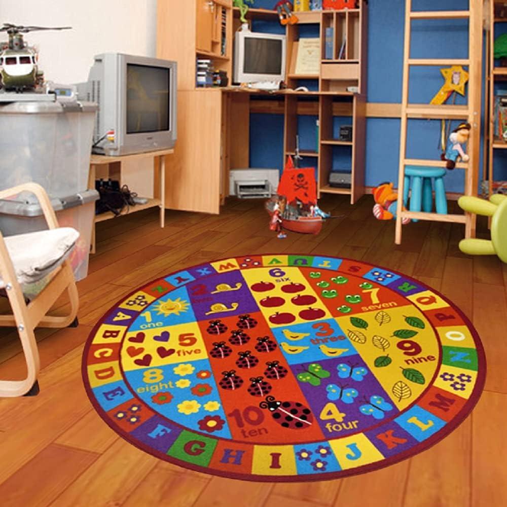 Furnish My Place 740 ABC With Numbers 6'6"x9'2" ABC Area Rug for Kids, Educational Alphabet Letter & Numbers, Anti-Skid Rubber Backing, Multicolor
