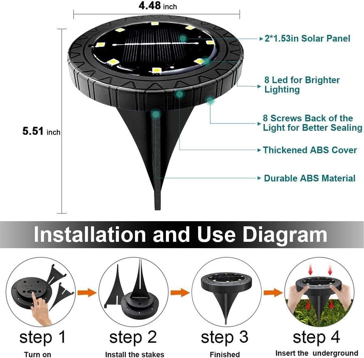 Warm White Solar Powered LED Pathway Lights 12-Pack