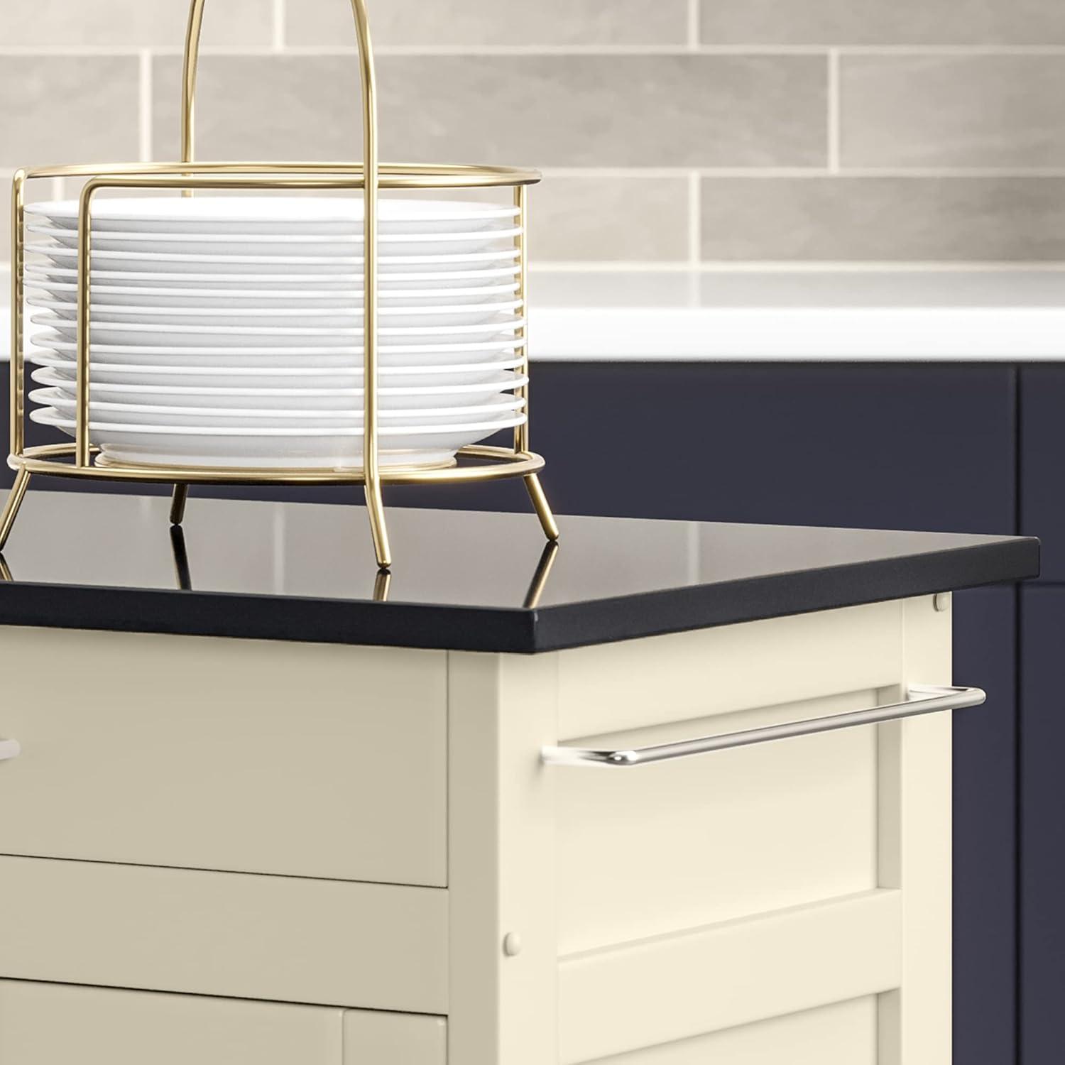 Create-a-Cart White Kitchen Cart With Stainless Top