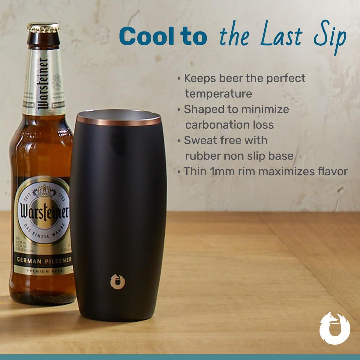 SNOWFOX Premium Vacuum Insulated Stainless Steel Beer Glass, Home Bar Accessories, Elegant Bartending, Lightweight Pint Glasses, Sleek Drinkware, Frosty Beverages Stay Cold, 18oz, Set of 2, Mermaid