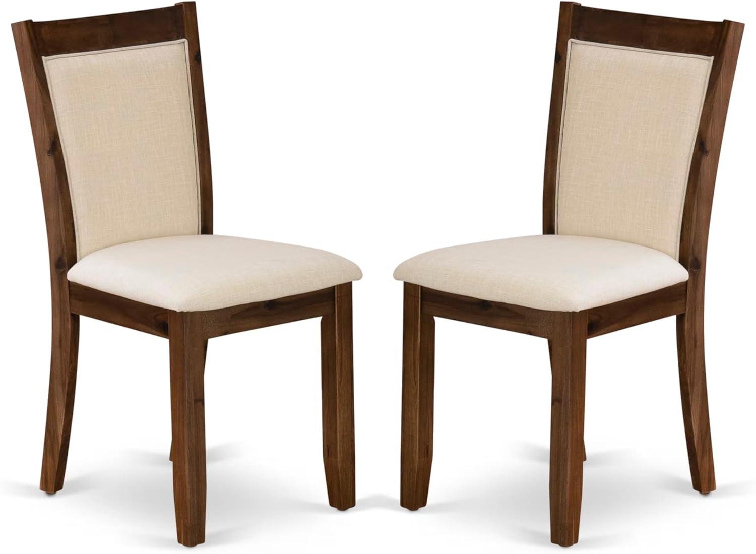 V777MZN32-9- Dinner Table and 8 Light Beige Chairs - Distressed Jacobean Finish