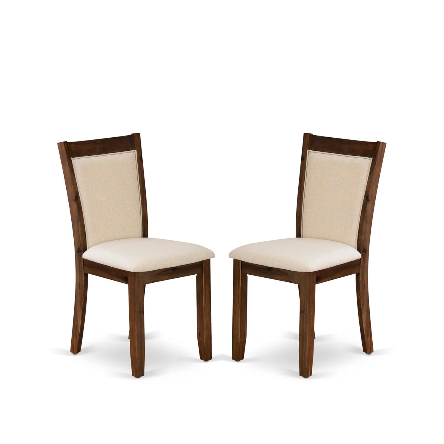 V777MZN32-9- Dinner Table and 8 Light Beige Chairs - Distressed Jacobean Finish