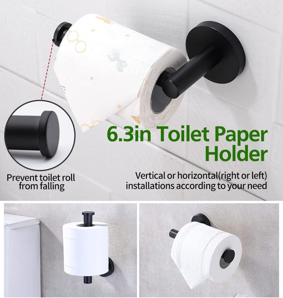 5/10/20pcs Bathroom Hardware Set, Including 16" Hand Towel Bars, Toilet Paper Holders, Towel Rings, Robe Towel Hooks (10pcs 16" Black)