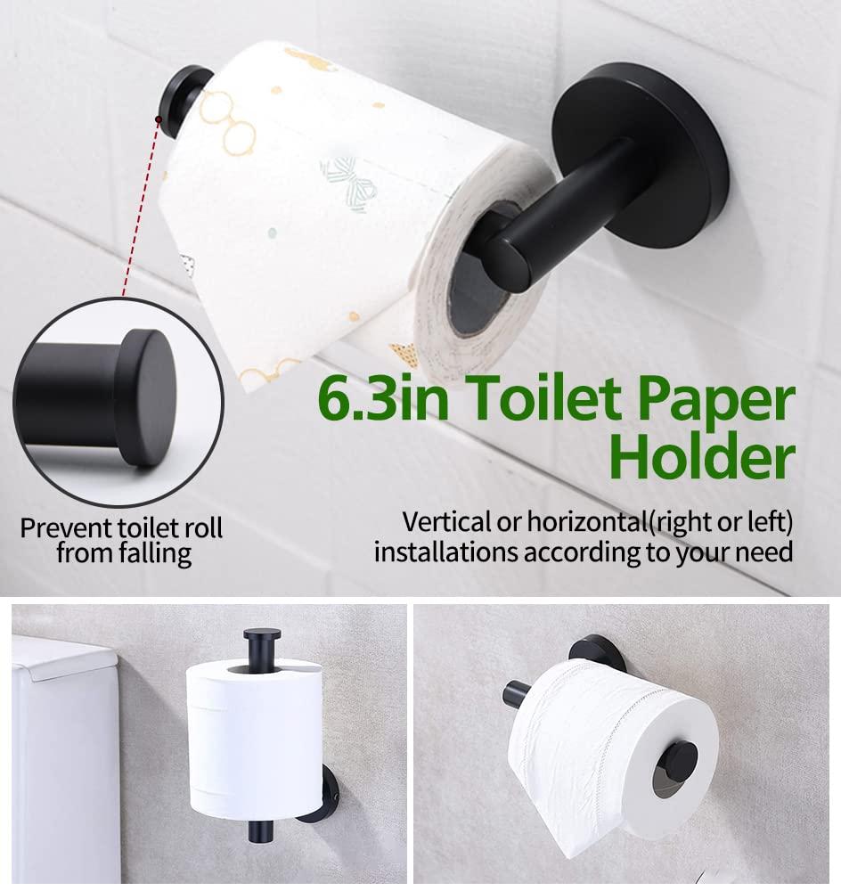 5/10/20pcs Bathroom Hardware Set, Including 16" Hand Towel Bars, Toilet Paper Holders, Towel Rings, Robe Towel Hooks (10pcs 16" Black)