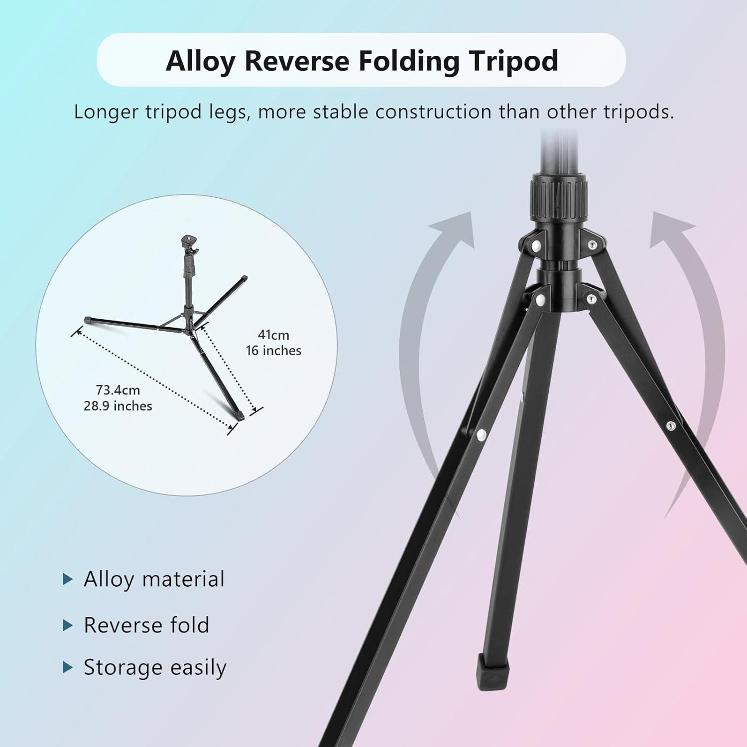 Aureday 14'' Dimmable LED Ring Light with 62'' Tripod Stand