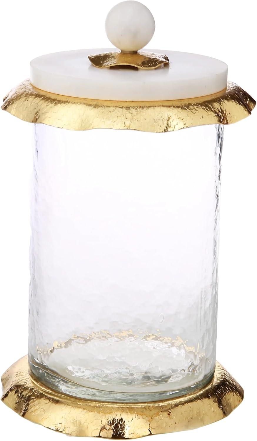 4.75 x 8.25 in. Large Glass Canister with Marble & Gold Lid