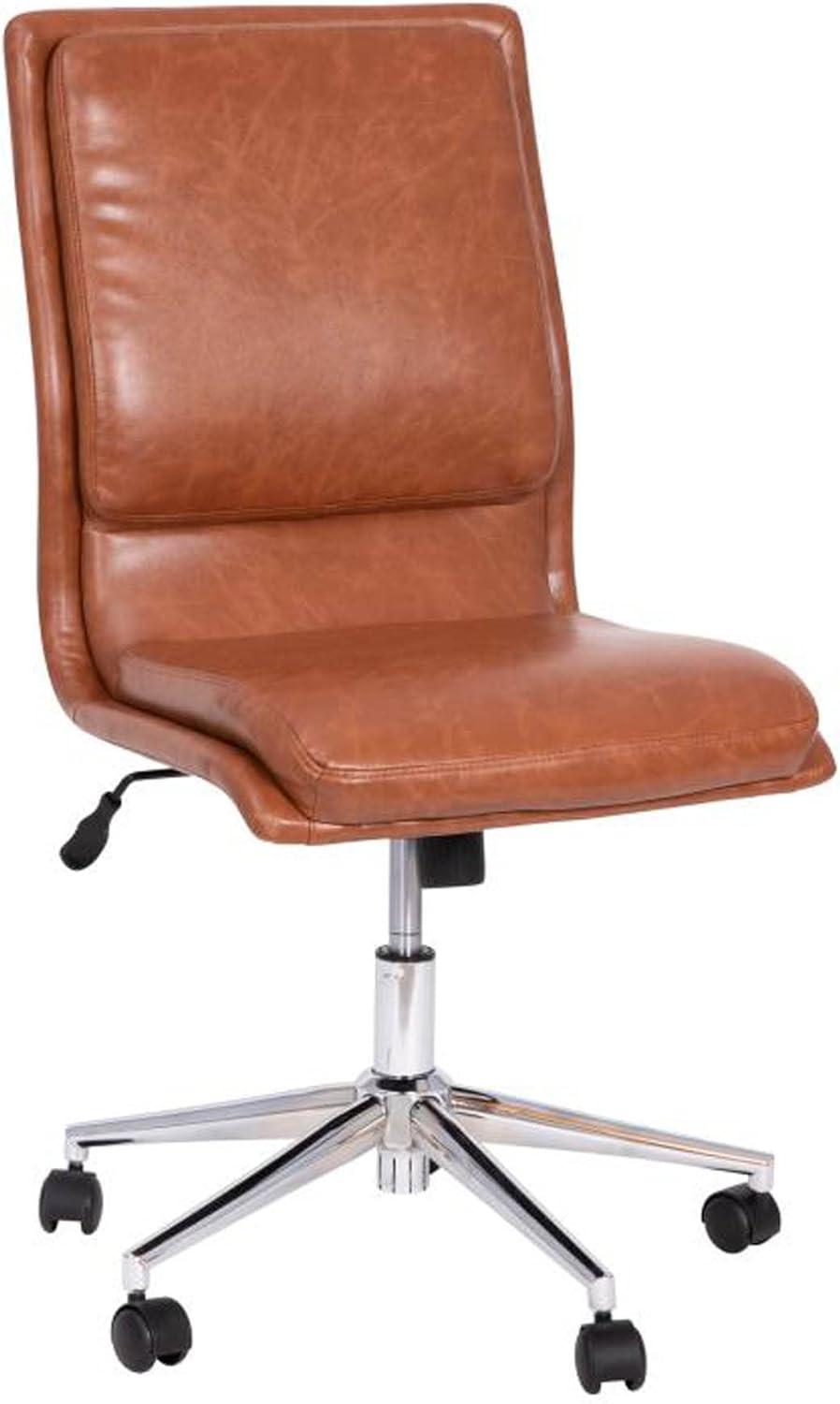 Flash Furniture Madigan Mid-Back Armless Swivel Task Office Chair with Upholstery and Adjustable Metal Base