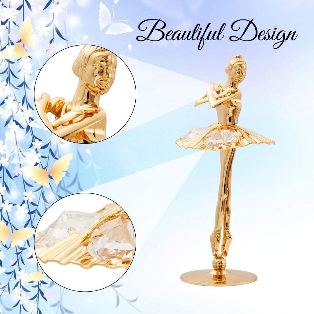 Matashi 24K Gold Plated Ballerina Figurine with Arms Crossed - Crystal Studded Tabletop Decoration Thoughtful Gift for Mom, Wife, or Girlfriend on Christmas, Valentine’s & Mother’s Day