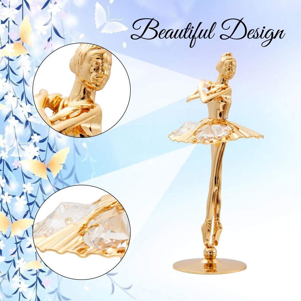 Matashi 24K Gold Plated Ballerina Figurine with Arms Crossed - Crystal Studded Tabletop Decoration Thoughtful Gift for Mom, Wife, or Girlfriend on Christmas, Valentine’s & Mother’s Day