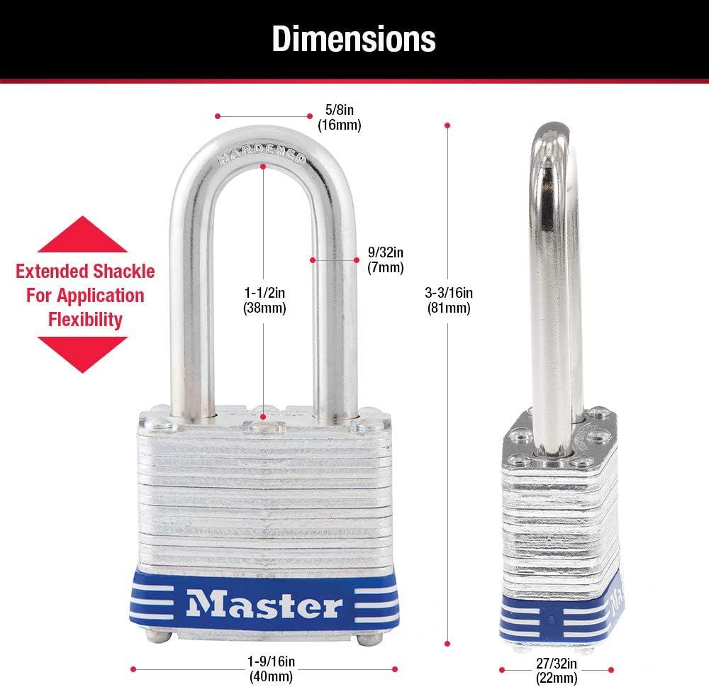 Master Lock Laminated Steel 1.5" Shackle Key Padlock