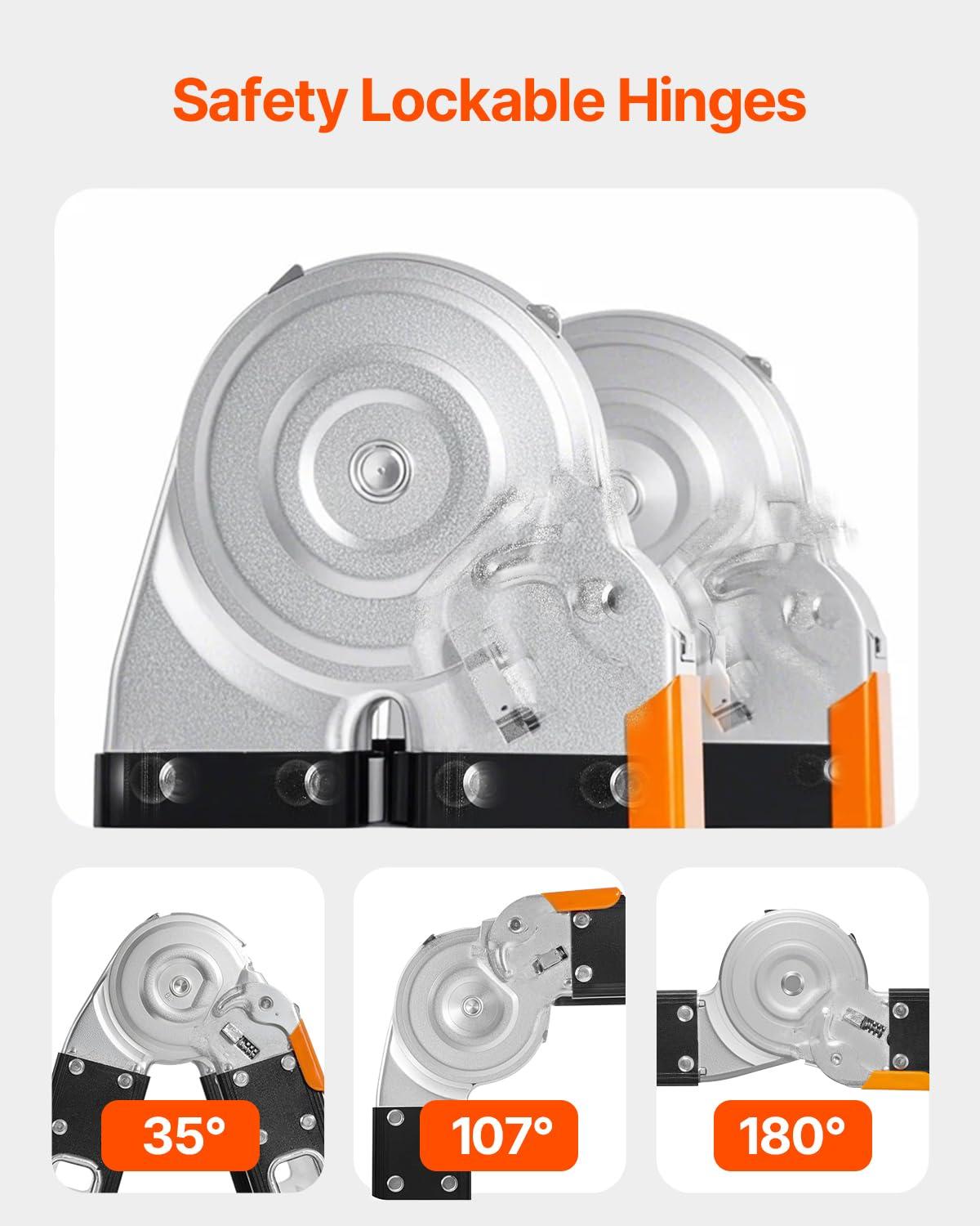 VEVOR Escalera Plegable Multiusos, Escalera de Extensión 7 en 1 de Altura, un Marco de 4 Escalones con Escalera Telescópica con Tablón de Andamio, Altura de Alcance de 15,5 Pies para Trabajo Pesado, Capacidad de 330 Libras para el Hogar Al Aire Libre