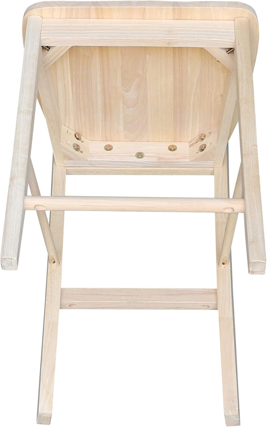 24" X Back Counter Height Barstool Unfinished - International Concepts: Hardwood Frame, Square Seat