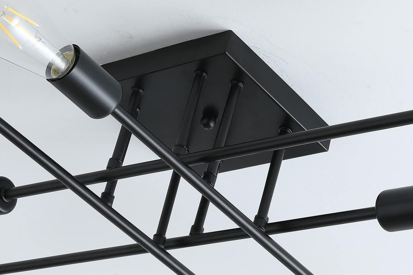 Aiwen 8 Lights Metal Sputnik Semi Flush Mount Ceiling Lamp Modern Home Decoration Light Fixture