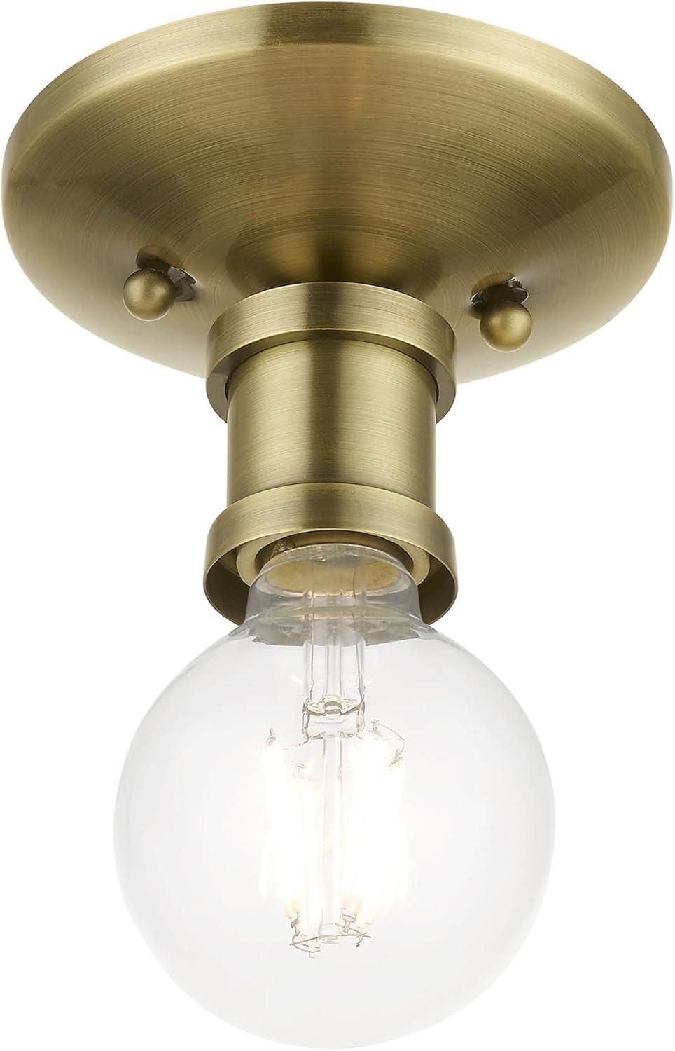 Livex Lighting Lansdale 1 - Light Flush Mount in  Antique Brass