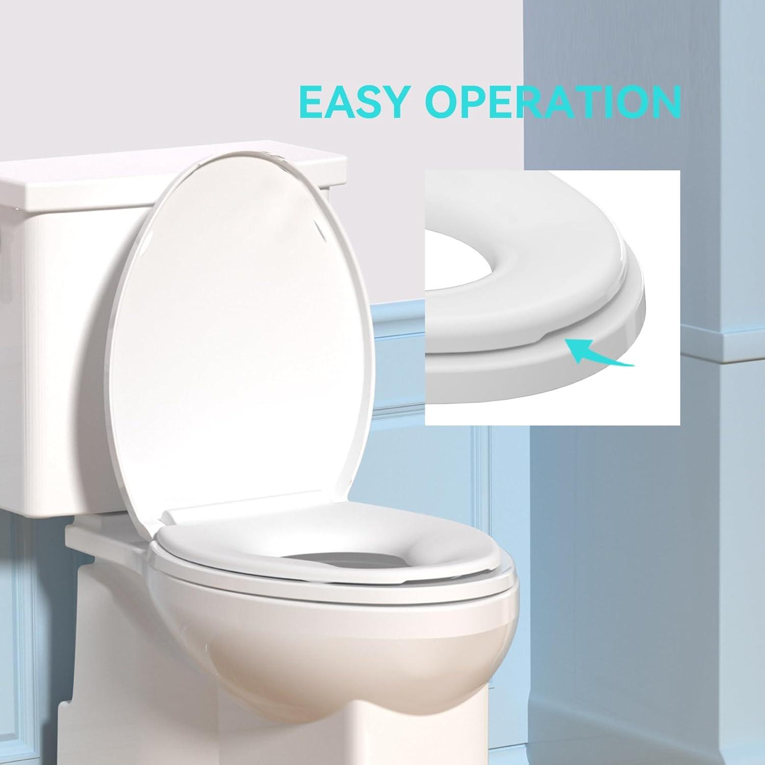 Danolapsi Elongated Toilet Seat with Built in Potty Training Seat,Quiet-Close Lid and Seat,Never Loosen,Potty Training Toilet Seat for Toddlers,Quick-Attach Hardware,Fits both Adult and Child