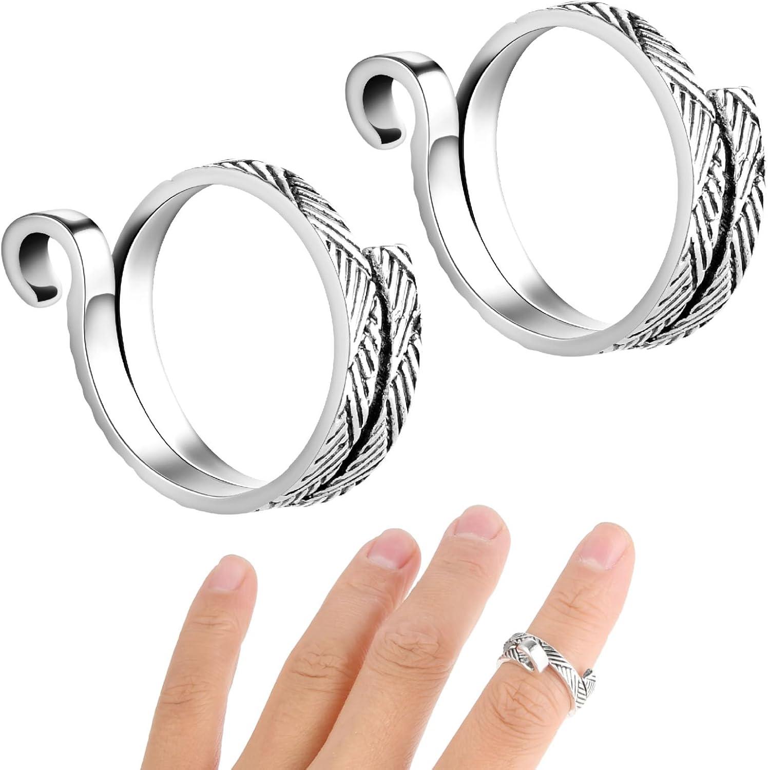 Adjustable Silver Metal Knitting Crochet Loop Rings