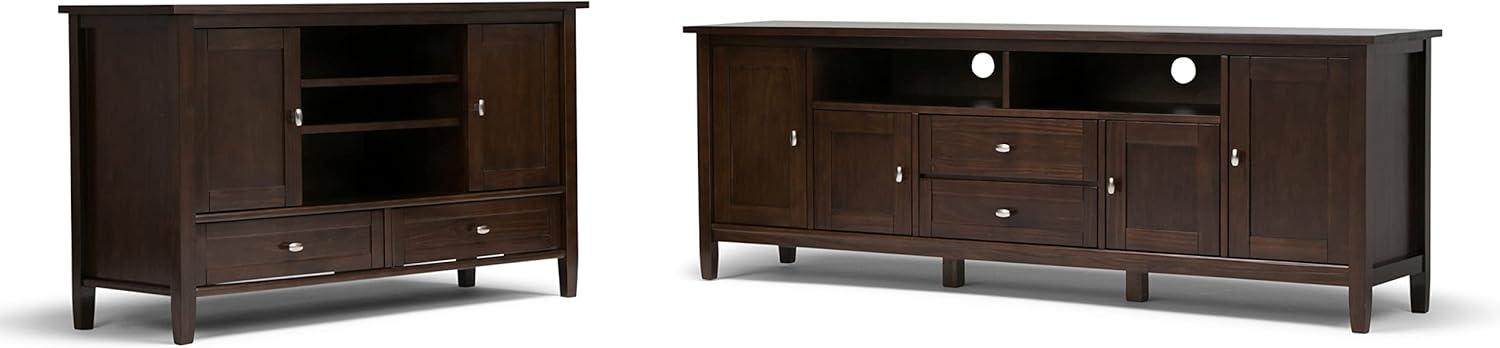 Simpli Home Warm Shaker Wood 47" Transitional TV Media Stand in Tobacco Brown For TVs up to 50"