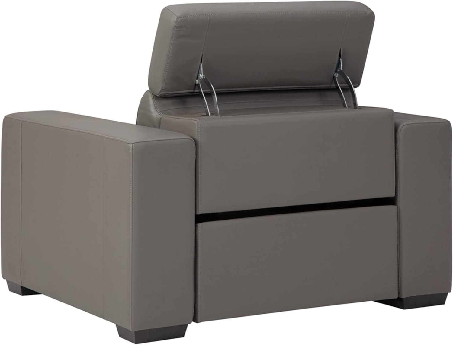 Ashley Furniture Texline Leather Power Recliner with Headrest in Gray