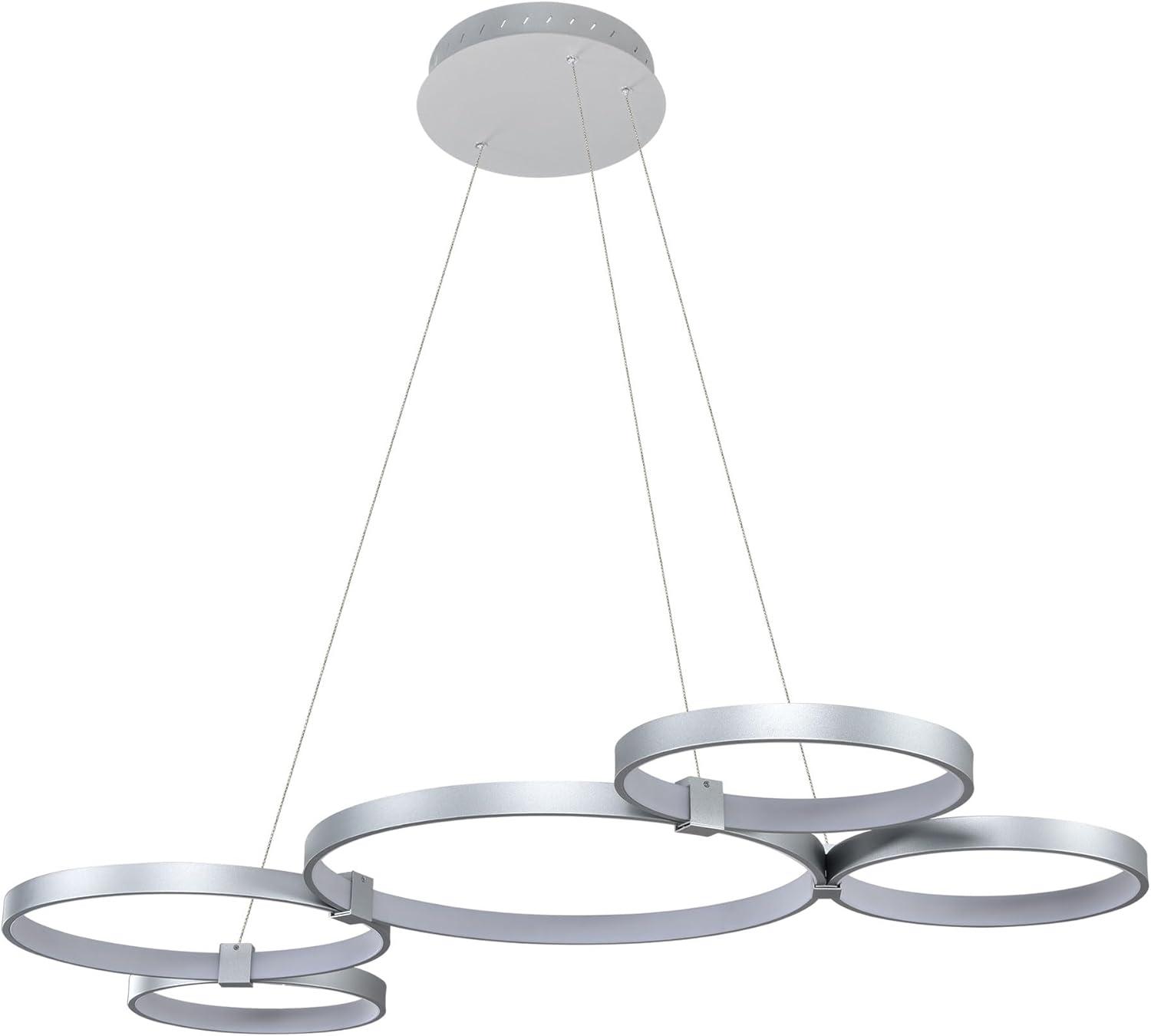 Capella 5-Light Geometric Ring Pendant 50" Integrated LED ETL Certified Adjustable Chandelier