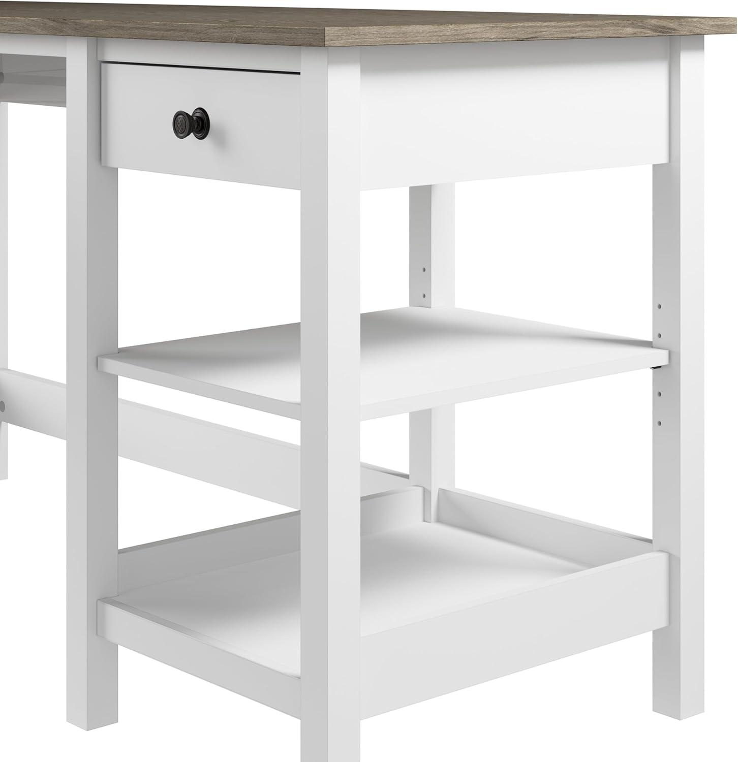 54W Mayfield Computer Desk with Shelves Shiplap Gray/Pure White - Bush Furniture