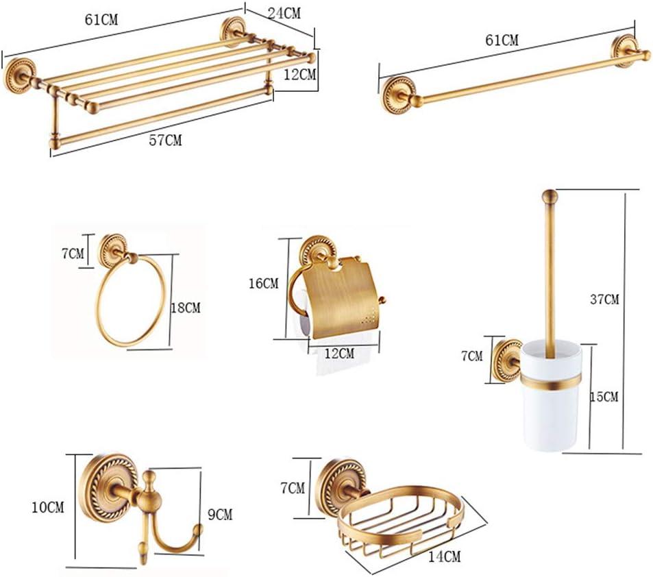 7PCS Bathroom Vintage Hardware Complete Toilet Accessories Set Copper Finish Towel Bar