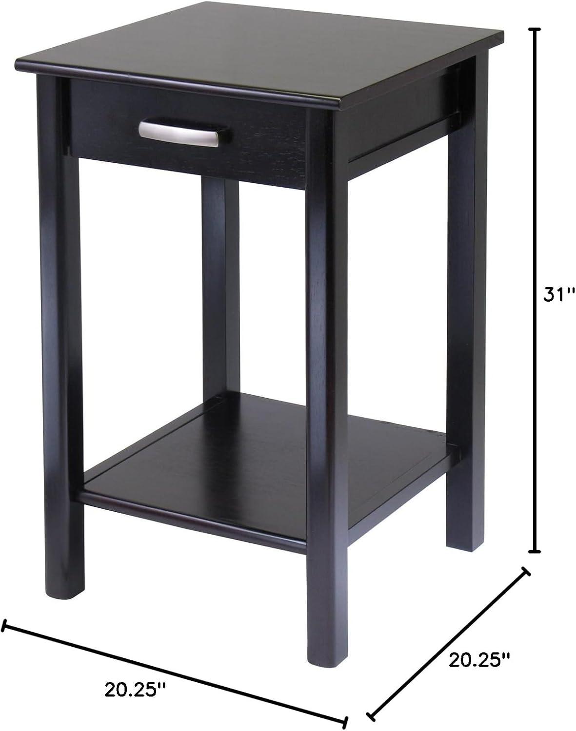 Contemporary Home Living 31" Dark Espresso Unique Liso Square Shaped Top End Table with Drawer and