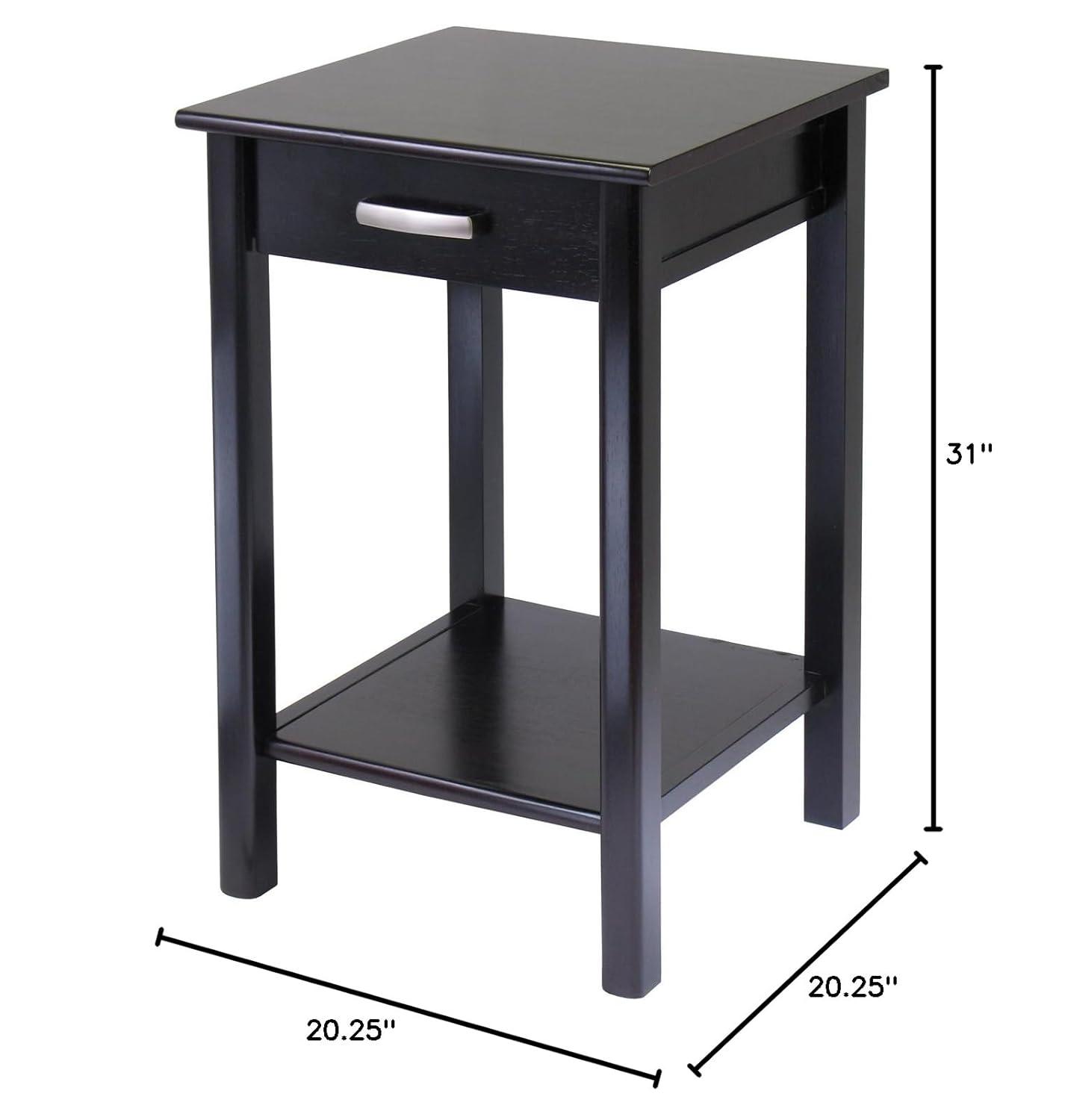 Contemporary Home Living 31" Dark Espresso Unique Liso Square Shaped Top End Table with Drawer and