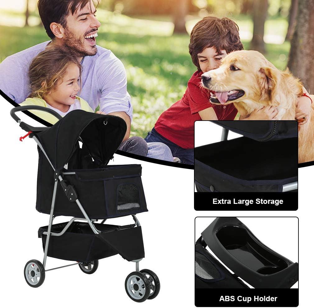 FDW 3 Wheels Pet Stroller Dog Cat Cage Jogger Stroller for Medium Small Dogs Cats Travel Folding Carrier Waterproof Puppy Stroller