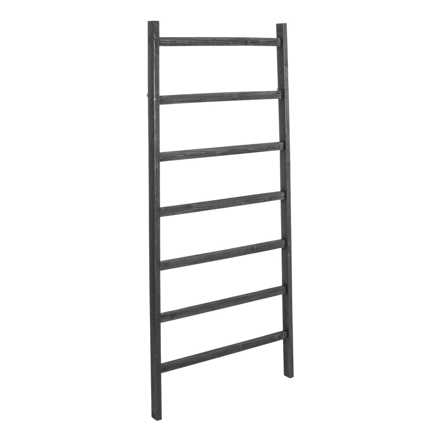 64" H Decorative Fir Wood Ladder with 7 Rungs